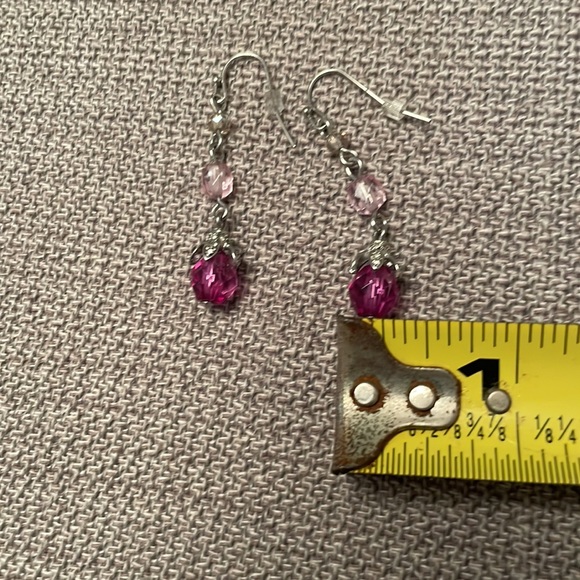Beaded Drop Earrings with Silver Tone Metal Wires - Picture 4 of 5
